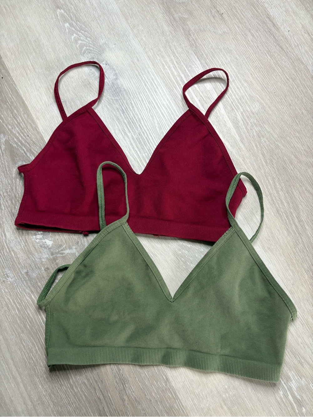 Free People Strappy Back Bralette Brami Bundle Burgundy & Forest Green Sz M/L